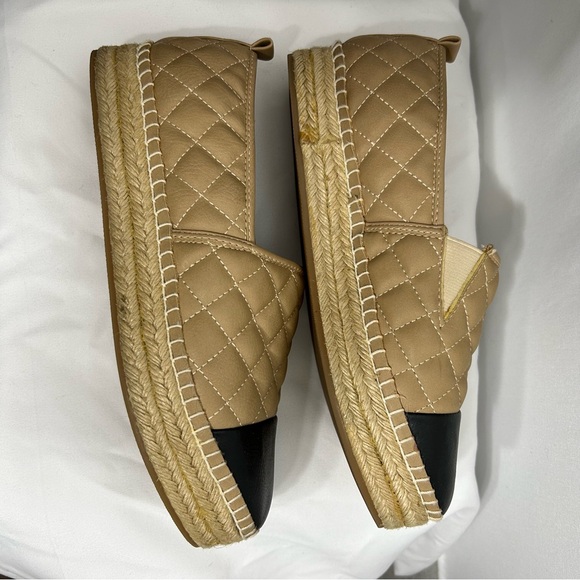 Steve Madden Palamo Quilted two tone Stitched Espadrille Natural Loafers Sz. 6.5 - Picture 10 of 15